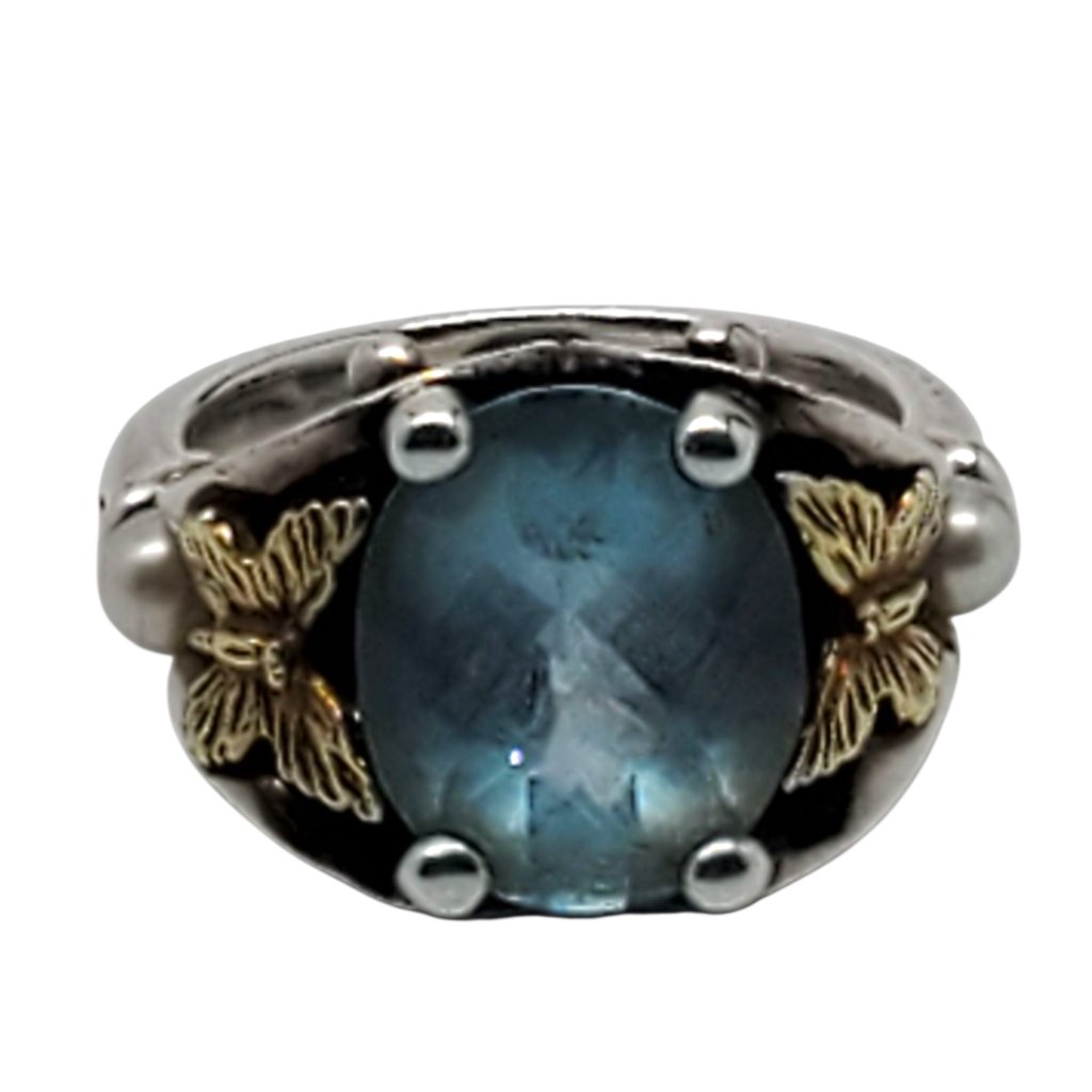 Ann King Sterling Silver 18k Blue Quartz Butterfly Ring Size 6 #23773